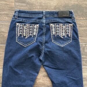 Grace in LA Jeans Women 30 Easy Fit Straight Dark Wash Denim Embellished Pockets